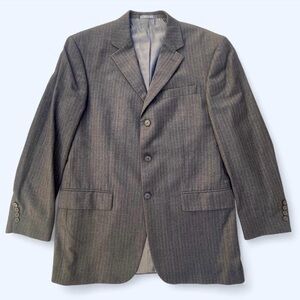 Vintage Oscar de la Renta Profile wool silk Gray Brown striped Men's Blazer 40 R